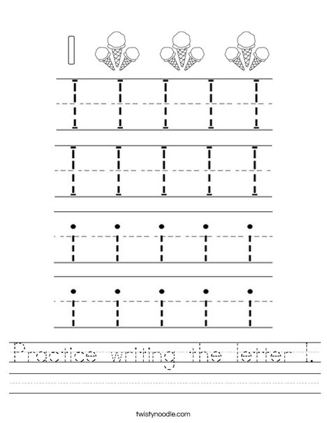 Practice writing the letter I Worksheet - Twisty Noodle