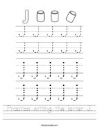 Practice writing the letter J Handwriting Sheet