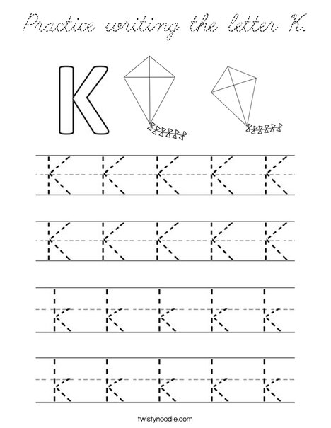 Practice writing the letter K. Coloring Page