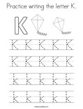 Practice writing the letter K. Coloring Page