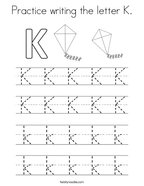 Practice writing the letter K Coloring Page