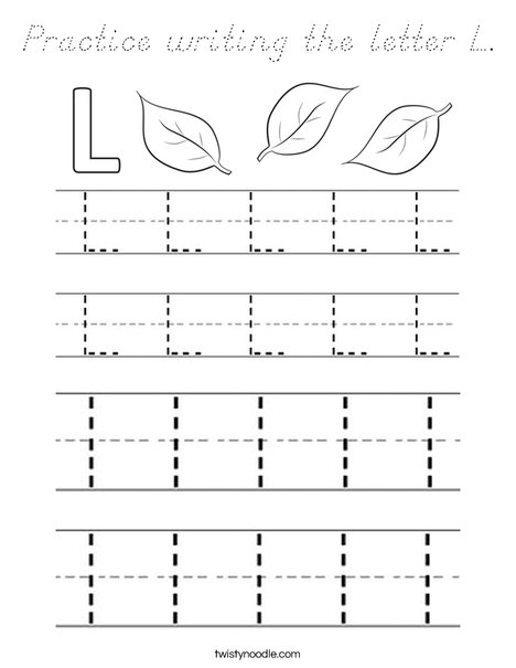 Practice writing the letter L. Coloring Page