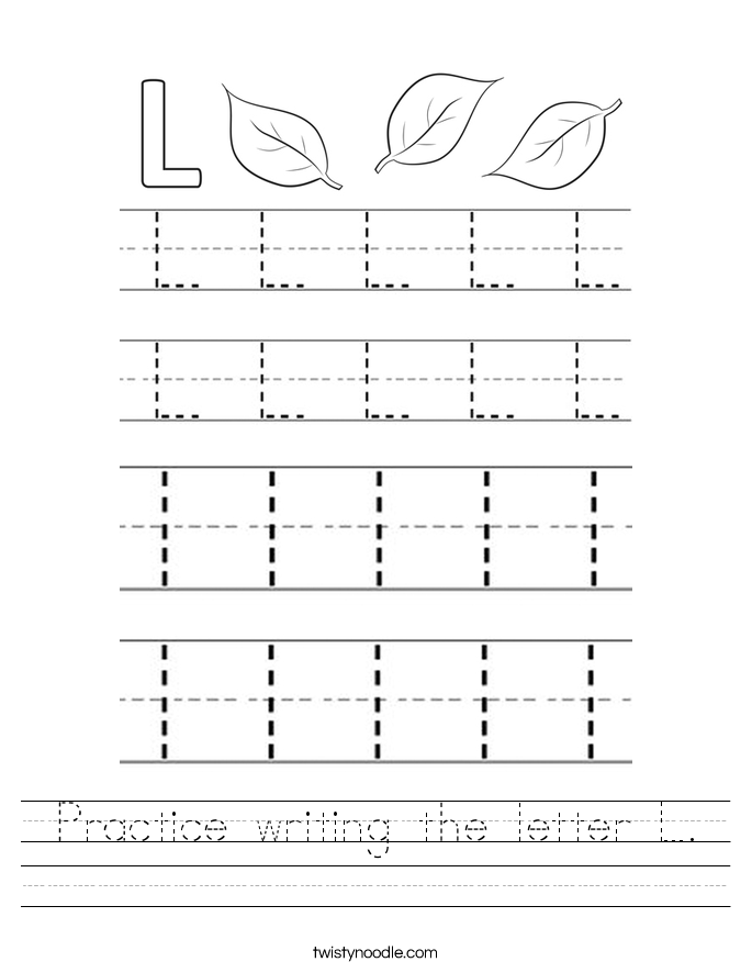 practice writing the letter l_worksheet