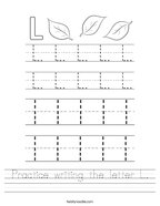Practice writing the letter L Handwriting Sheet
