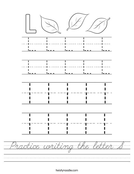 Practice writing the letter L. Worksheet