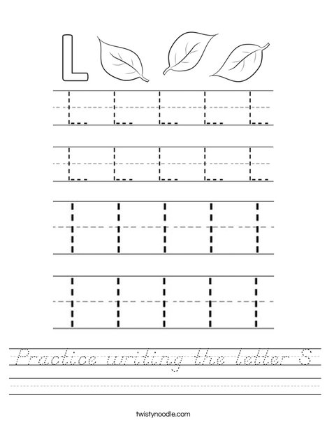 Practice writing the letter L. Worksheet