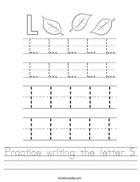 Practice writing the letter L. Worksheet