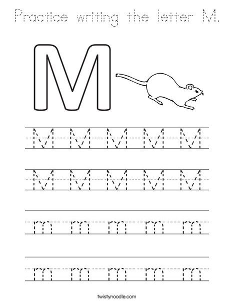 Practice writing the letter M. Coloring Page