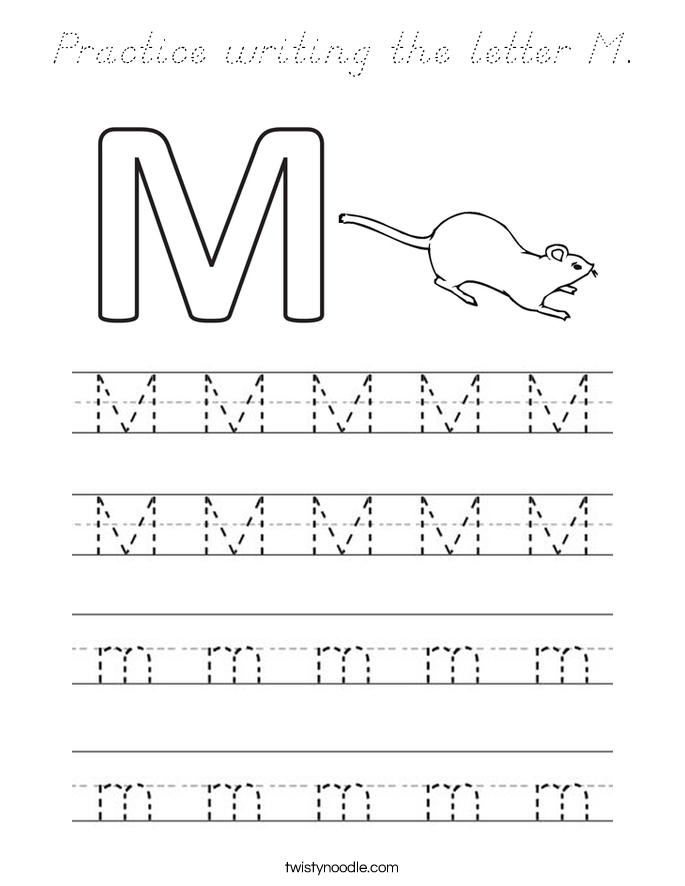 Practice writing the letter M. Coloring Page