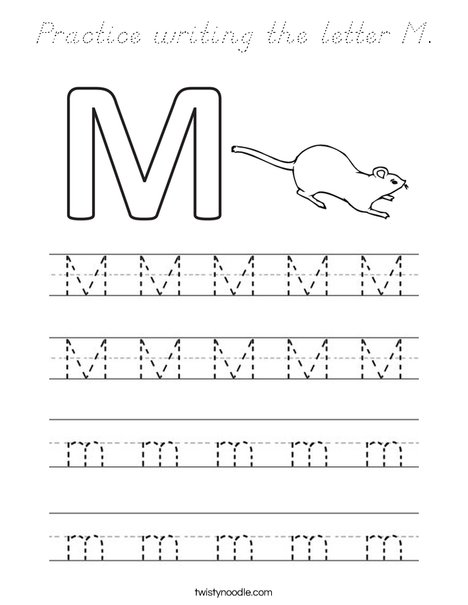 Practice writing the letter M. Coloring Page