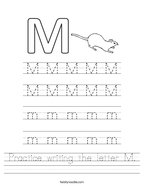 Practice writing the letter M Handwriting Sheet