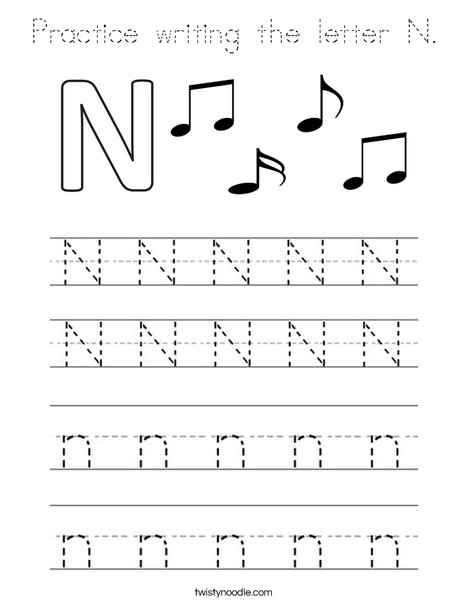 Download Practice writing the letter N Coloring Page - Tracing ...