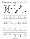 Practice writing the letter N Coloring Page