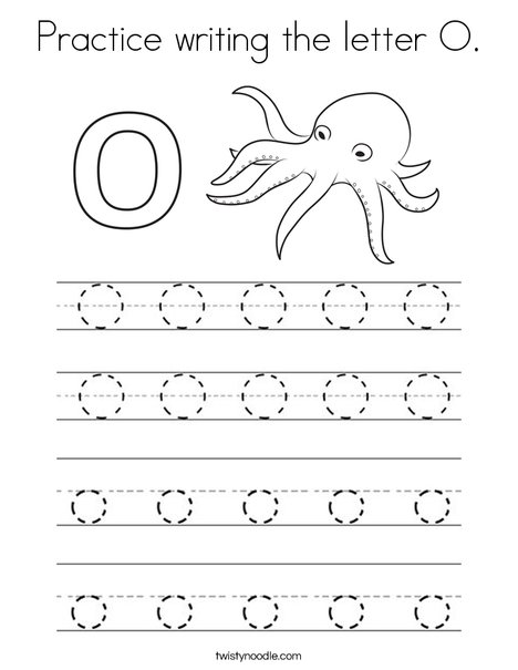 practice writing the letter o coloring page twisty noodle