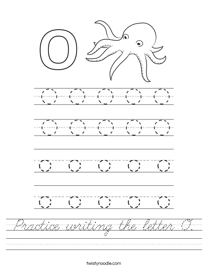 Practice writing the letter O. Worksheet