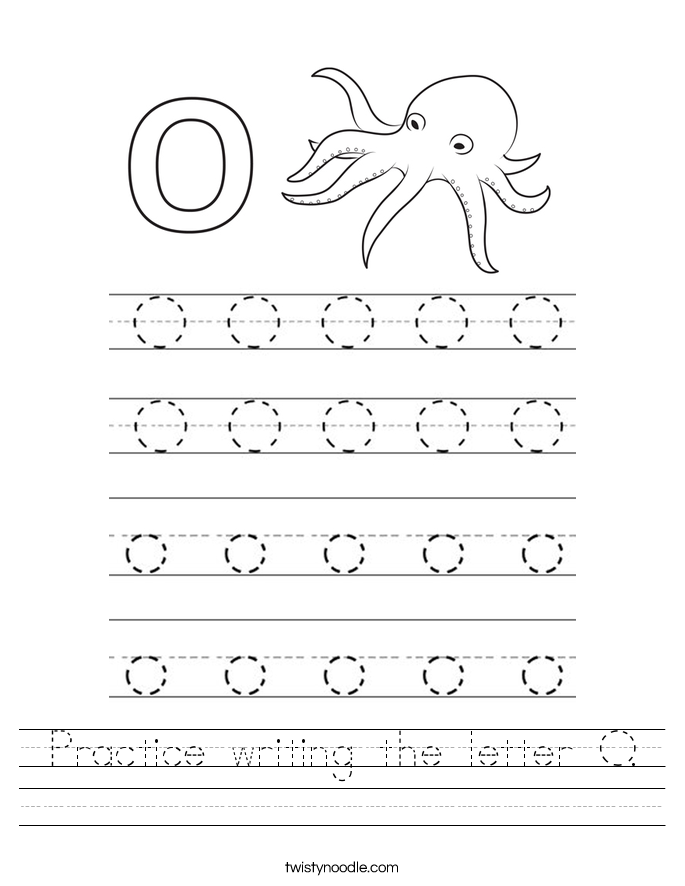 Practice writing the letter O. Worksheet