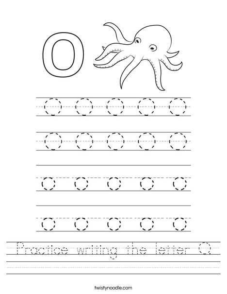 Practice writing the letter O. Worksheet