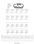 Practice writing the letter P. Worksheet