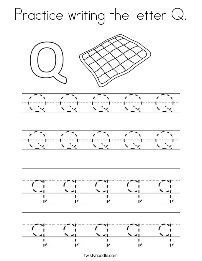 Practice writing the letter Q. Coloring Page