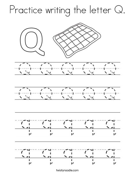 Practice writing the letter Q. Coloring Page