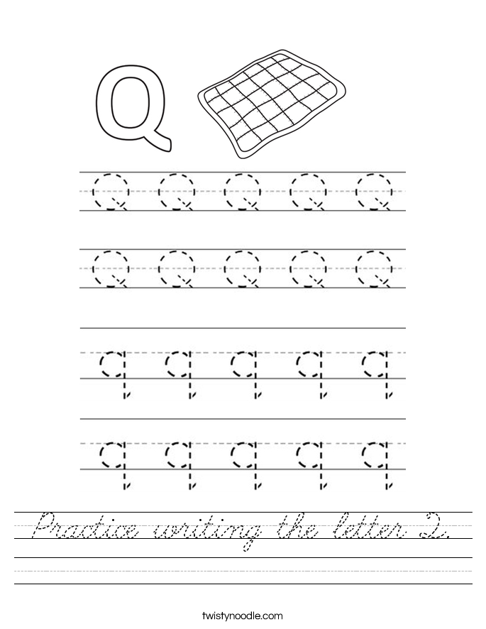 Practice writing the letter Q. Worksheet