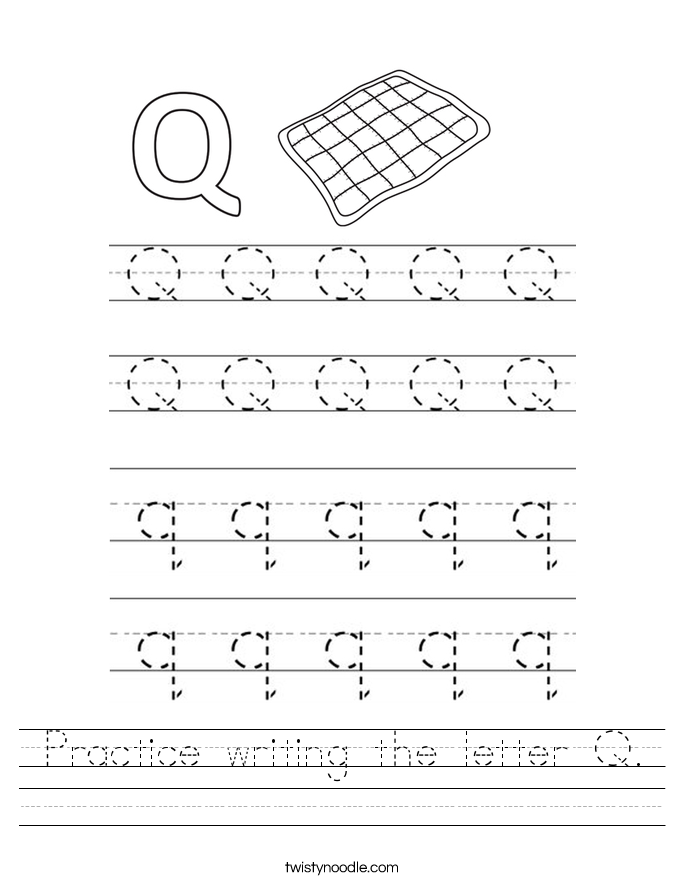 practice writing the letter q worksheet twisty noodle