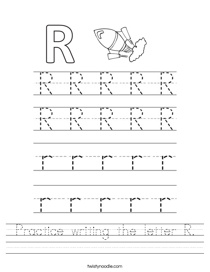 practice writing the letter r worksheet twisty noodle