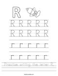 Practice writing the letter R. Worksheet