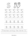 Practice writing the letter S. Worksheet