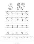 Practice writing the letter S Handwriting Sheet