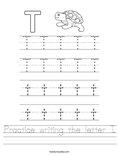Practice writing the letter T. Worksheet