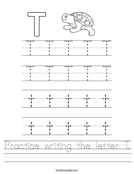 Practice writing the letter T. Worksheet