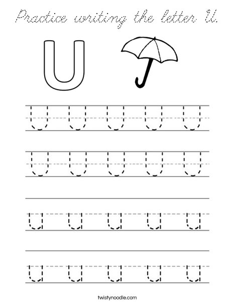 Practice writing the letter U. Coloring Page