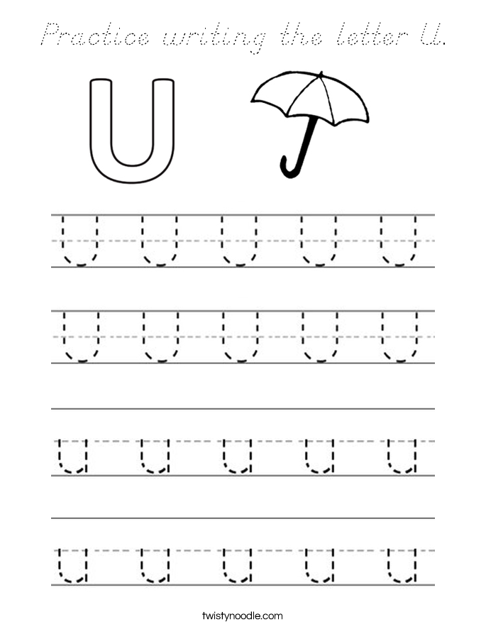 Practice writing the letter U. Coloring Page