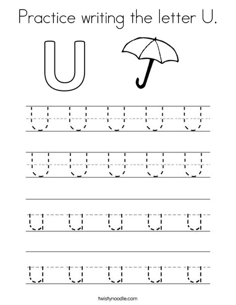 Practice writing the letter U. Coloring Page