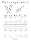 Practice writing the letter V Coloring Page