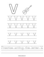 Practice writing the letter V Handwriting Sheet