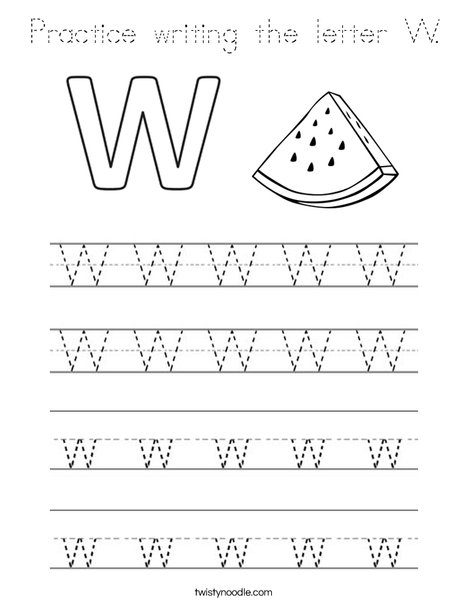 Practice writing the letter W. Coloring Page