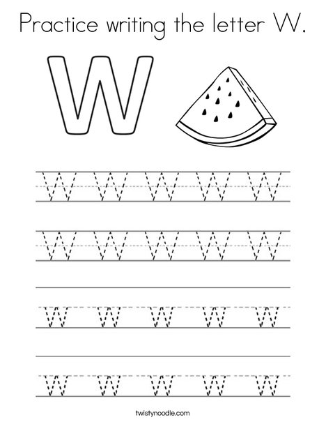 Practice writing the letter W. Coloring Page