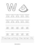 Practice writing the letter W. Worksheet