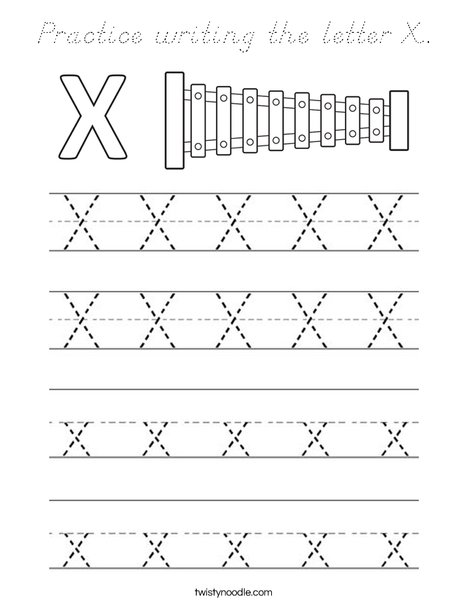 Practice writing the letter X. Coloring Page
