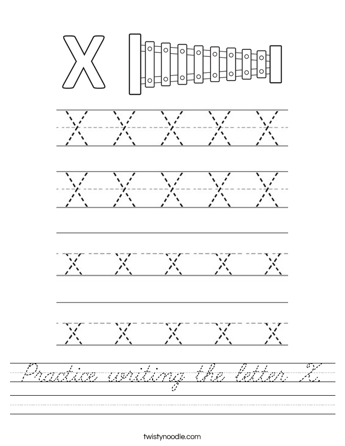 Practice writing the letter X. Worksheet
