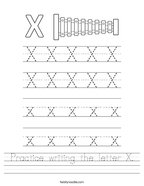 Practice writing the letter X Handwriting Sheet