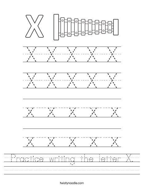 Practice writing the letter X. Worksheet