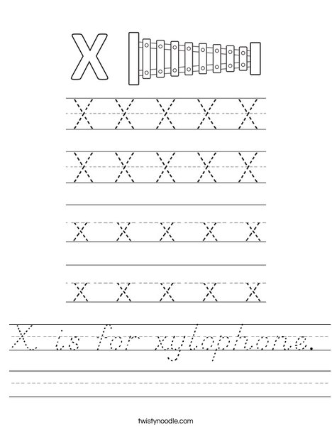Practice writing the letter X. Worksheet