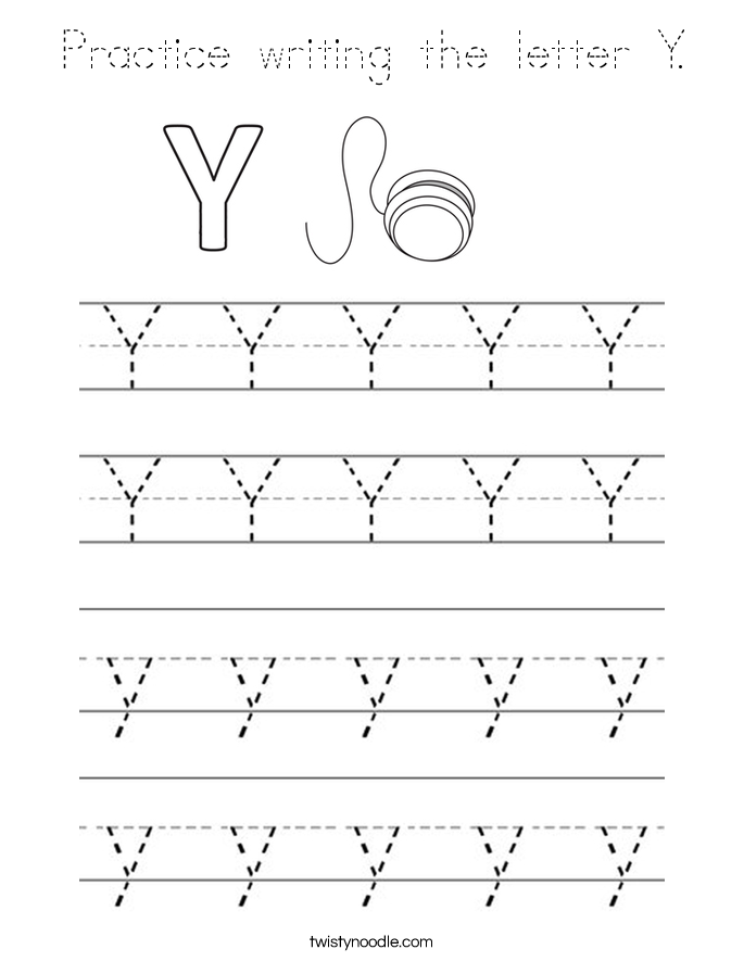 Practice writing the letter Y. Coloring Page