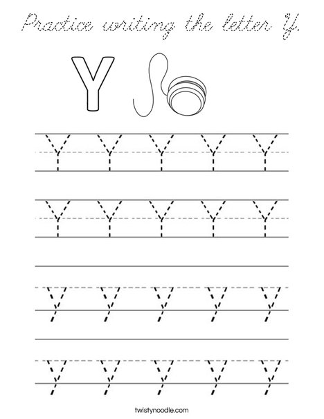 Practice writing the letter Y. Coloring Page