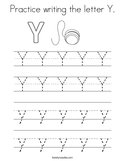 Practice writing the letter Y Coloring Page