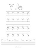 Practice writing the letter Y. Worksheet