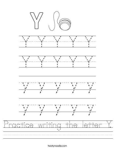 practice writing the letter y worksheet twisty noodle